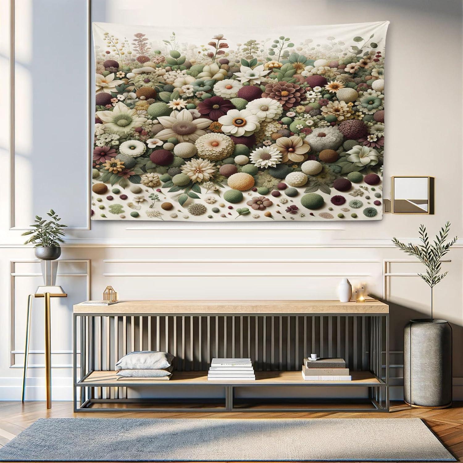 imageAmbesonne Rustic Tapestry Close Line of Poppy Petals Field Meadow Summer Holiday Sun Plant Floral Theme Wide Wall Hanging for Bedroom Living Room Dorm 60quot X 40quot Orange BrownPale Green Dried Rose