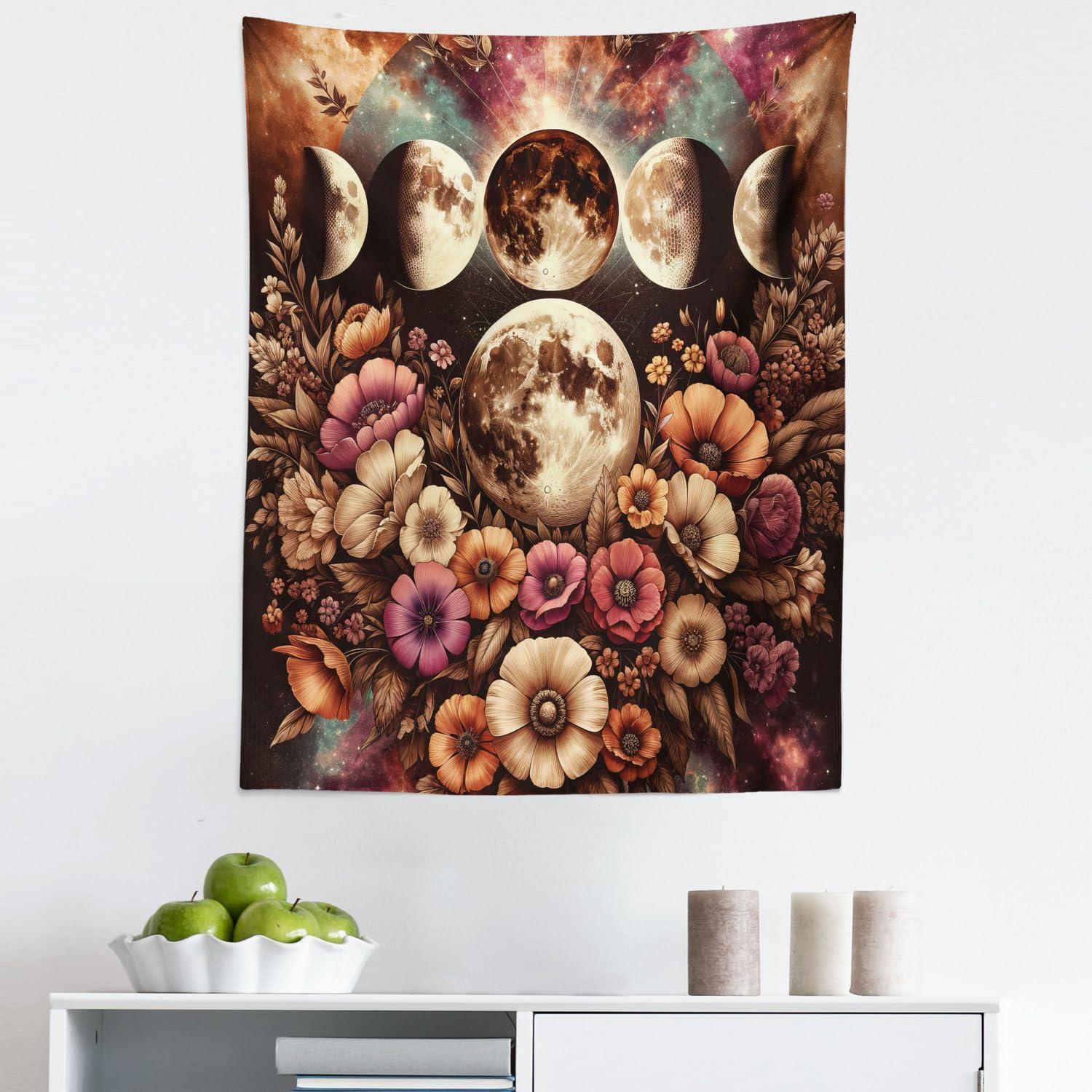 imageAmbesonne Rustic Tapestry Close Line of Poppy Petals Field Meadow Summer Holiday Sun Plant Floral Theme Wide Wall Hanging for Bedroom Living Room Dorm 60quot X 40quot Orange BrownPale Mustard Dried Rose