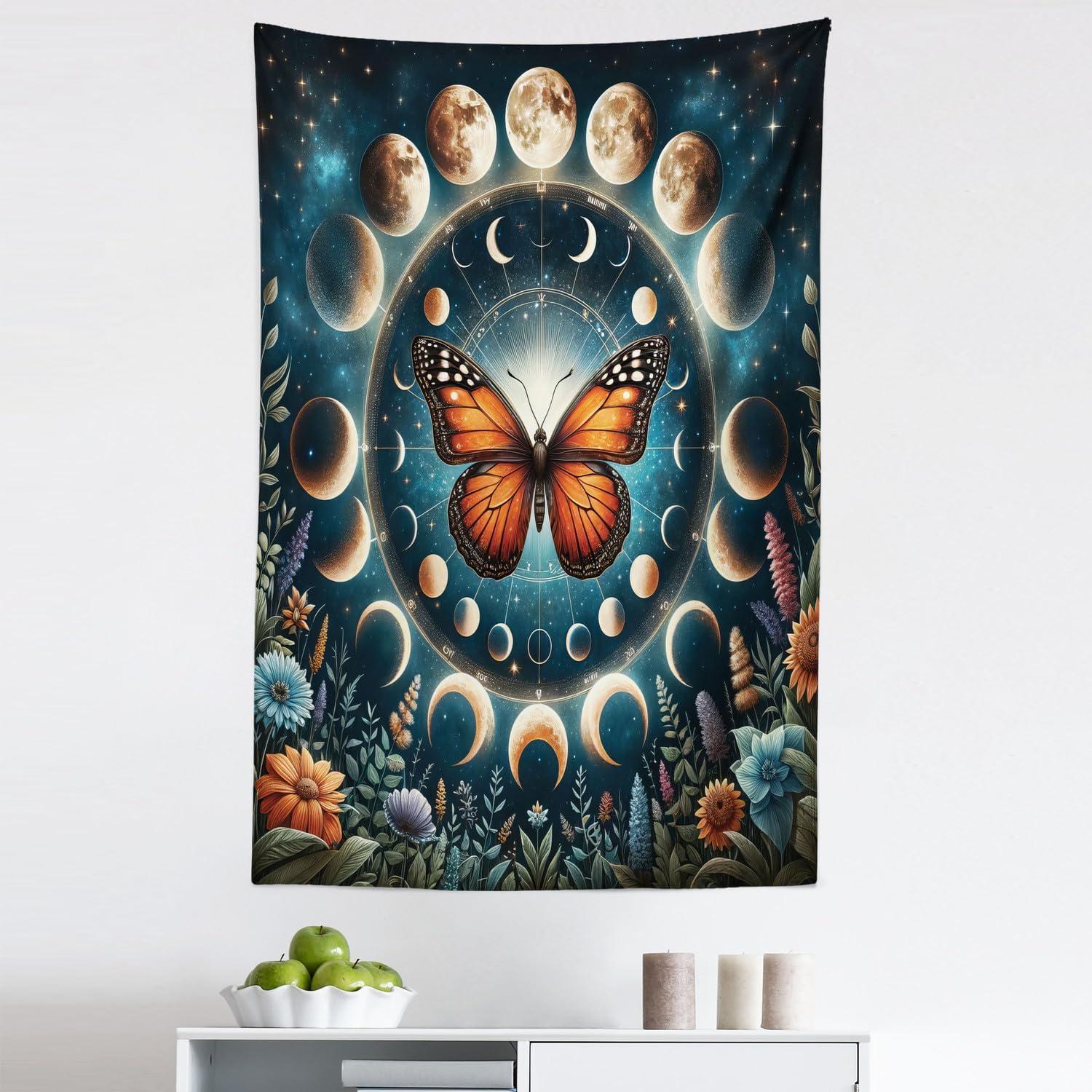 imageAmbesonne Rustic Tapestry Close Line of Poppy Petals Field Meadow Summer Holiday Sun Plant Floral Theme Wide Wall Hanging for Bedroom Living Room Dorm 60quot X 40quot Orange BrownOrange Dark Petrol Blue