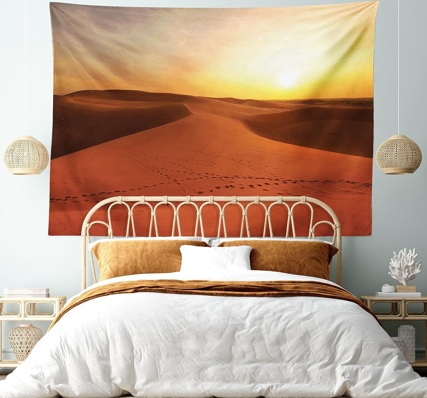 imageAmbesonne Rustic Tapestry Close Line of Poppy Petals Field Meadow Summer Holiday Sun Plant Floral Theme Wide Wall Hanging for Bedroom Living Room Dorm 60quot X 40quot Orange BrownDark Orange Yellow