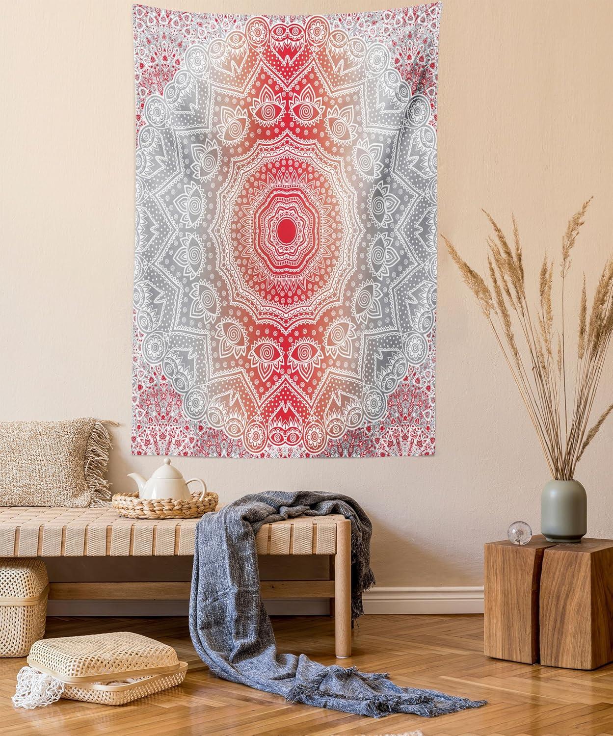 imageAmbesonne Rustic Tapestry Close Line of Poppy Petals Field Meadow Summer Holiday Sun Plant Floral Theme Wide Wall Hanging for Bedroom Living Room Dorm 60quot X 40quot Orange BrownGrey Red