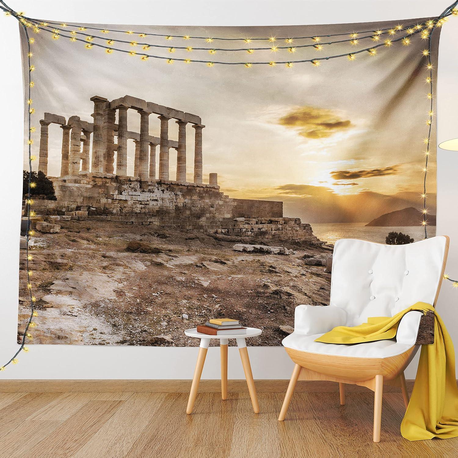 imageAmbesonne Rustic Tapestry Close Line of Poppy Petals Field Meadow Summer Holiday Sun Plant Floral Theme Wide Wall Hanging for Bedroom Living Room Dorm 60quot X 40quot Orange BrownBeige Taupe