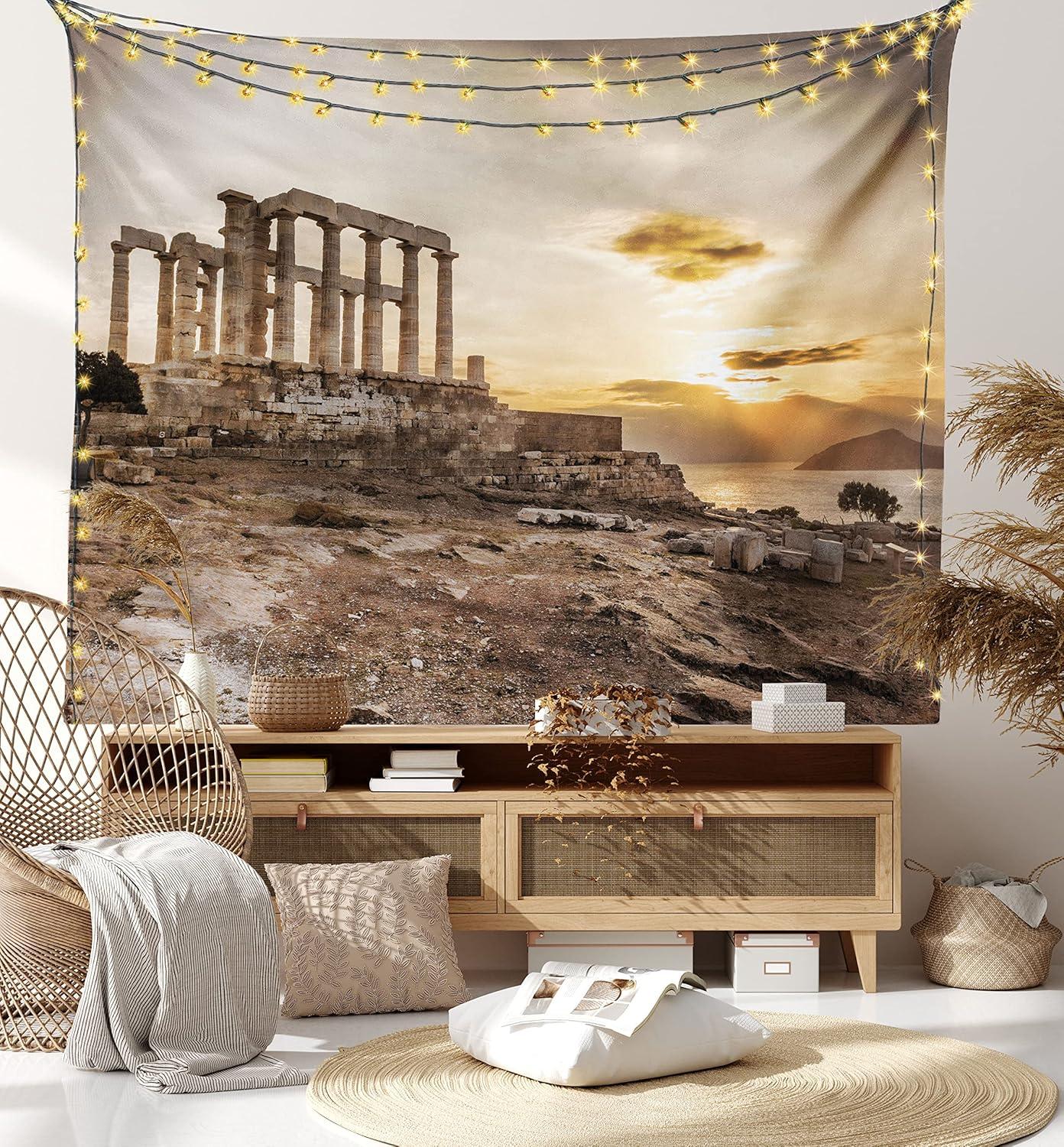imageAmbesonne Rustic Tapestry Close Line of Poppy Petals Field Meadow Summer Holiday Sun Plant Floral Theme Wide Wall Hanging for Bedroom Living Room Dorm 60quot X 40quot Orange BrownBeige Taupe