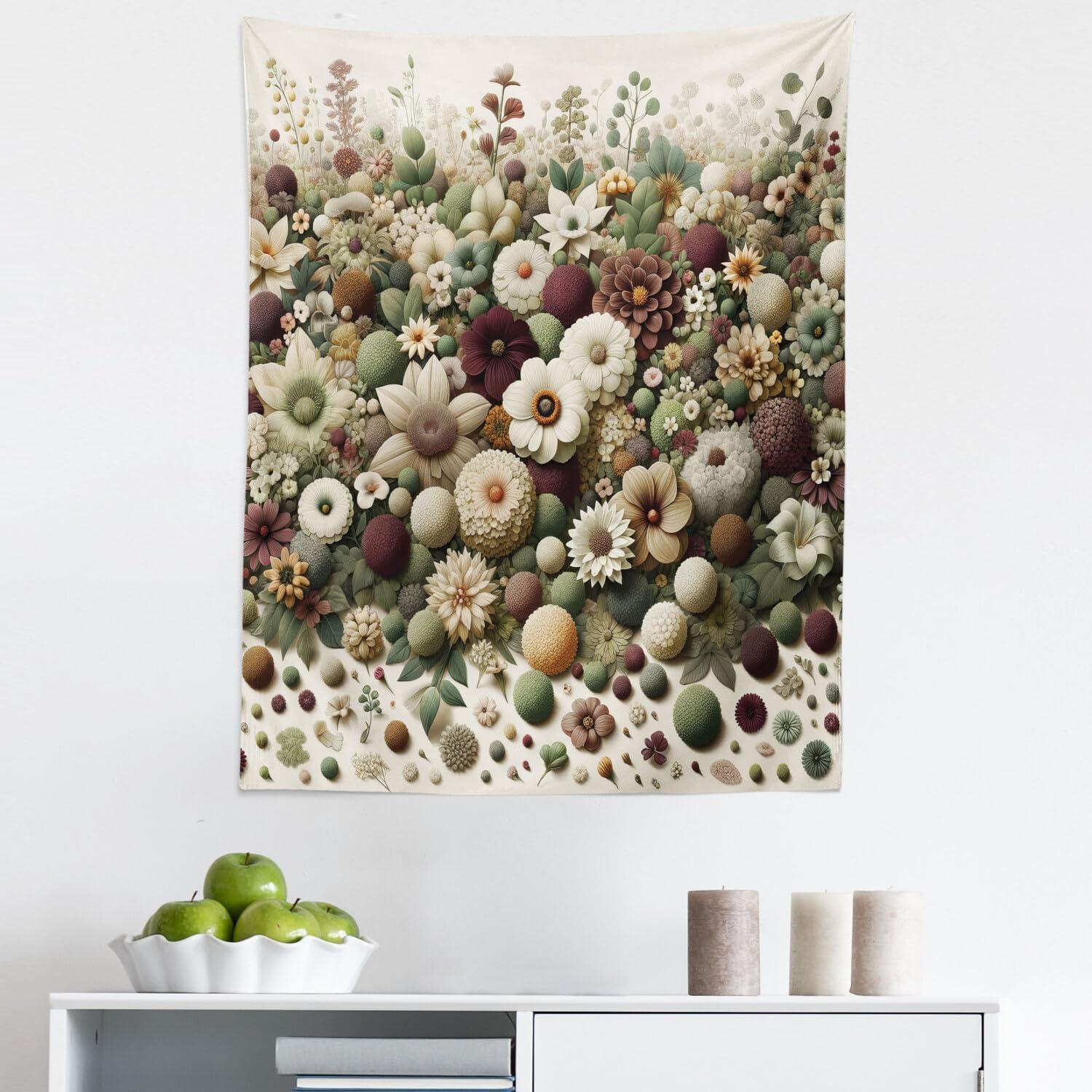 imageAmbesonne Rustic Tapestry Close Line of Poppy Petals Field Meadow Summer Holiday Sun Plant Floral Theme Wide Wall Hanging for Bedroom Living Room Dorm 60quot X 40quot Orange BrownPale Green Dried Rose