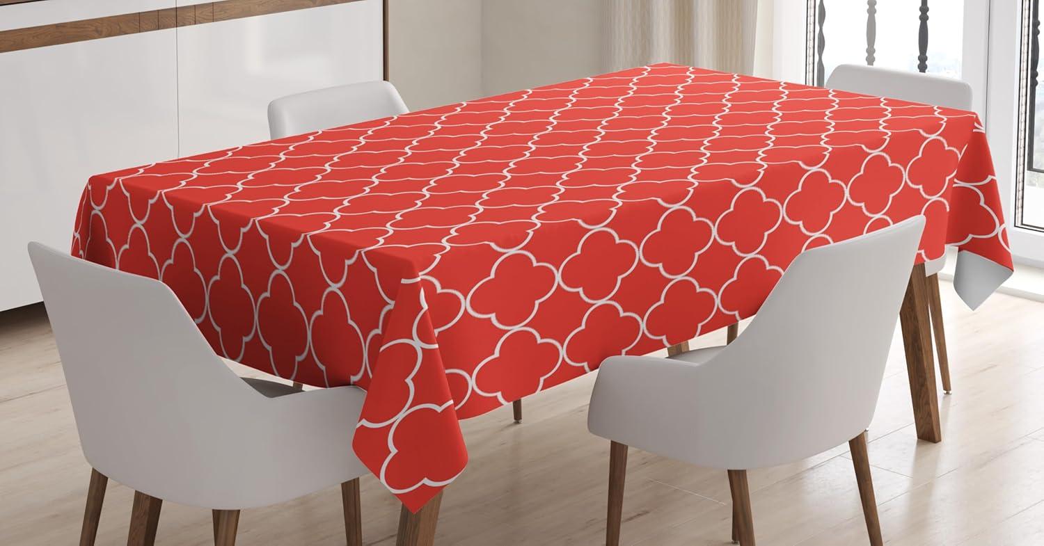 imageAmbesonne Tan and Brown Tablecloth Old Fashioned Check Plaid Pattern Scottish Tartan Inspired Geometric Design Rectangular Table Cover for Dining Room Kitchen Decor 52quot X 70quot Brown TanVermilion White