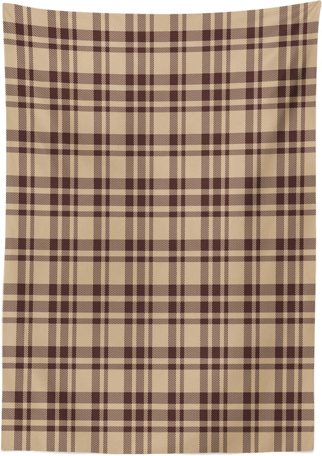 imageAmbesonne Tan and Brown Tablecloth Old Fashioned Check Plaid Pattern Scottish Tartan Inspired Geometric Design Rectangular Table Cover for Dining Room Kitchen Decor 52quot X 70quot Brown TanBrown Tan
