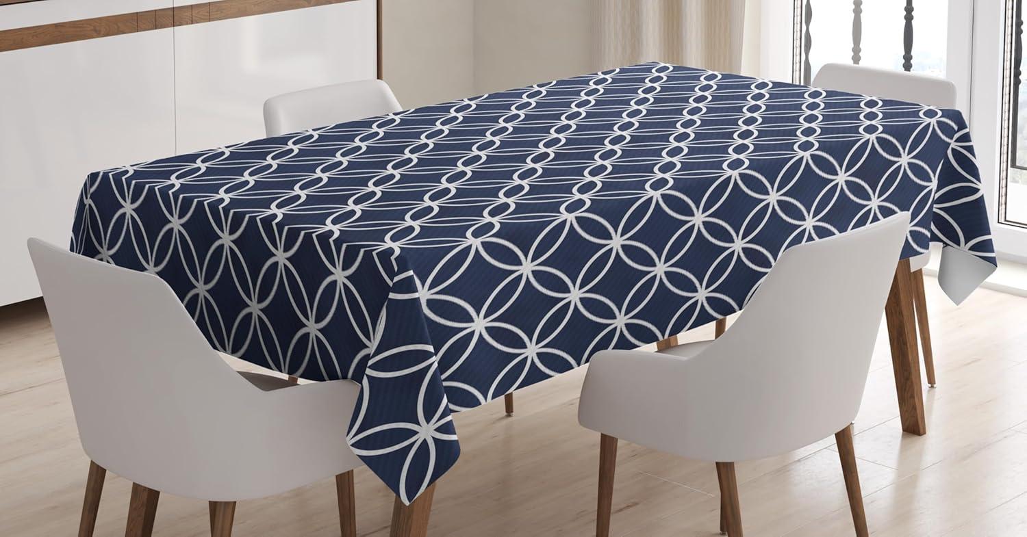 imageAmbesonne Tan and Brown Tablecloth Old Fashioned Check Plaid Pattern Scottish Tartan Inspired Geometric Design Rectangular Table Cover for Dining Room Kitchen Decor 52quot X 70quot Brown TanIndigo White