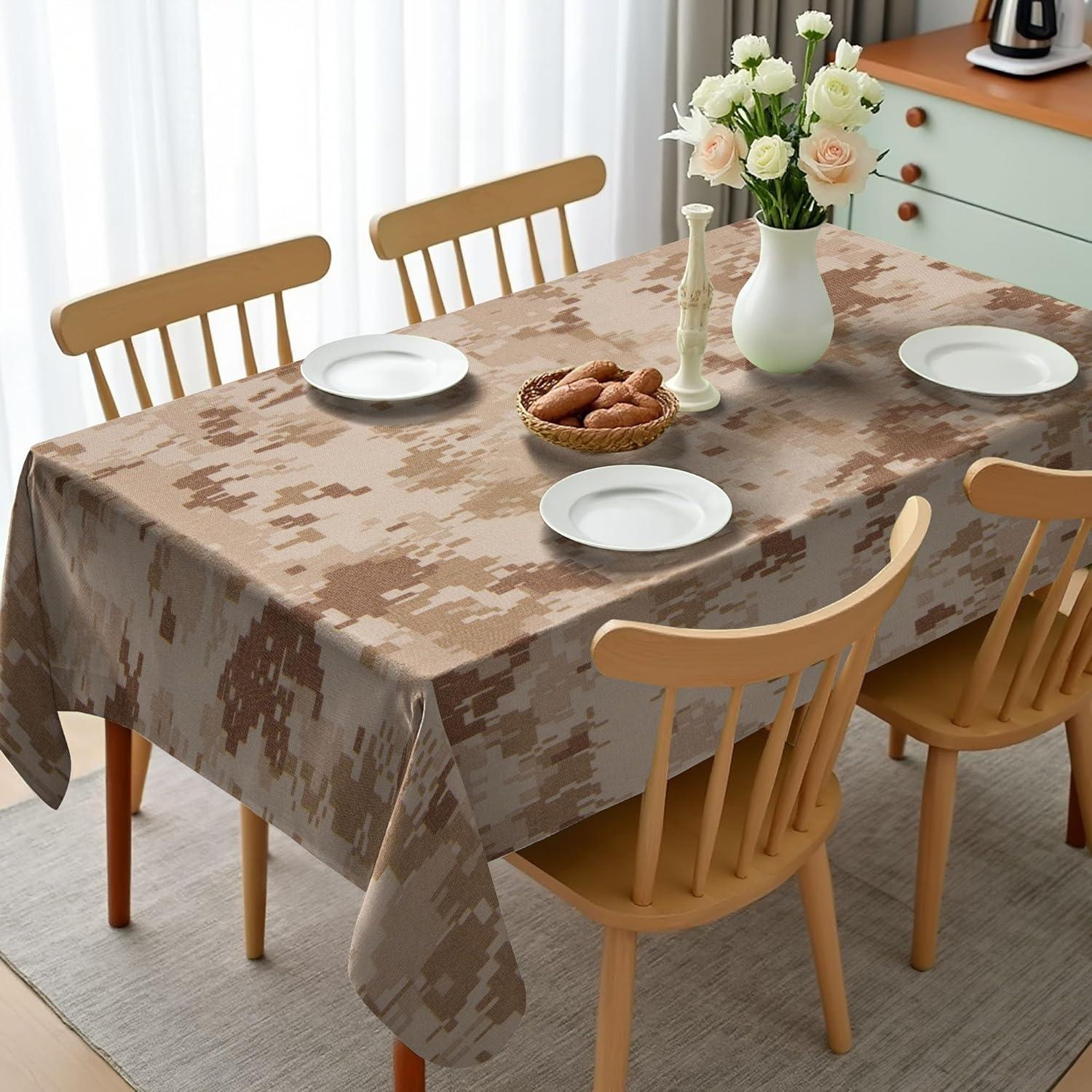 imageAmbesonne Tan and Brown Tablecloth Old Fashioned Check Plaid Pattern Scottish Tartan Inspired Geometric Design Rectangular Table Cover for Dining Room Kitchen Decor 52quot X 70quot Brown TanBrown Cinnamon
