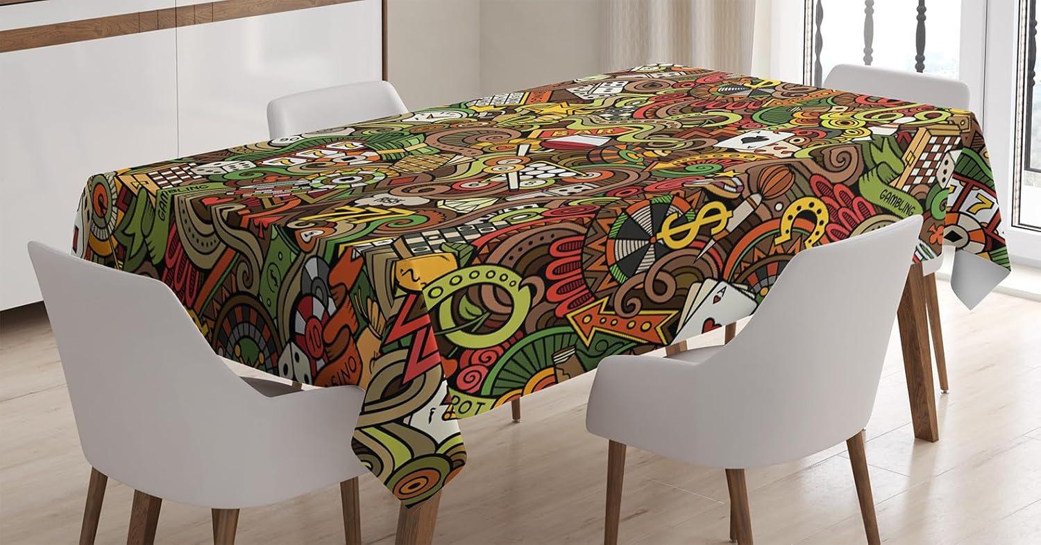 imageAmbesonne Tan and Brown Tablecloth Old Fashioned Check Plaid Pattern Scottish Tartan Inspired Geometric Design Rectangular Table Cover for Dining Room Kitchen Decor 52quot X 70quot Brown TanOrange and Green