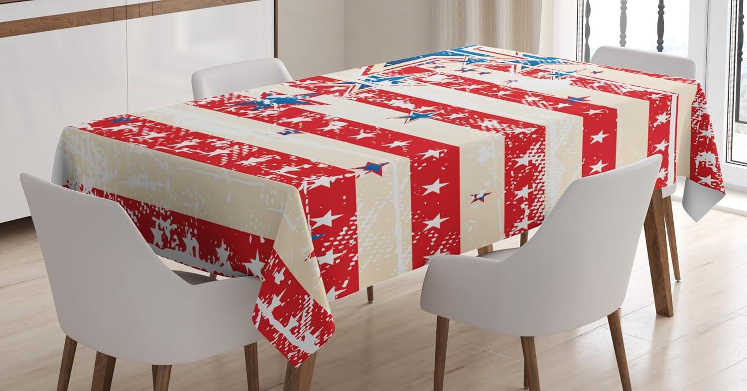 imageAmbesonne Tan and Brown Tablecloth Old Fashioned Check Plaid Pattern Scottish Tartan Inspired Geometric Design Rectangular Table Cover for Dining Room Kitchen Decor 52quot X 70quot Brown TanVermilion Blue