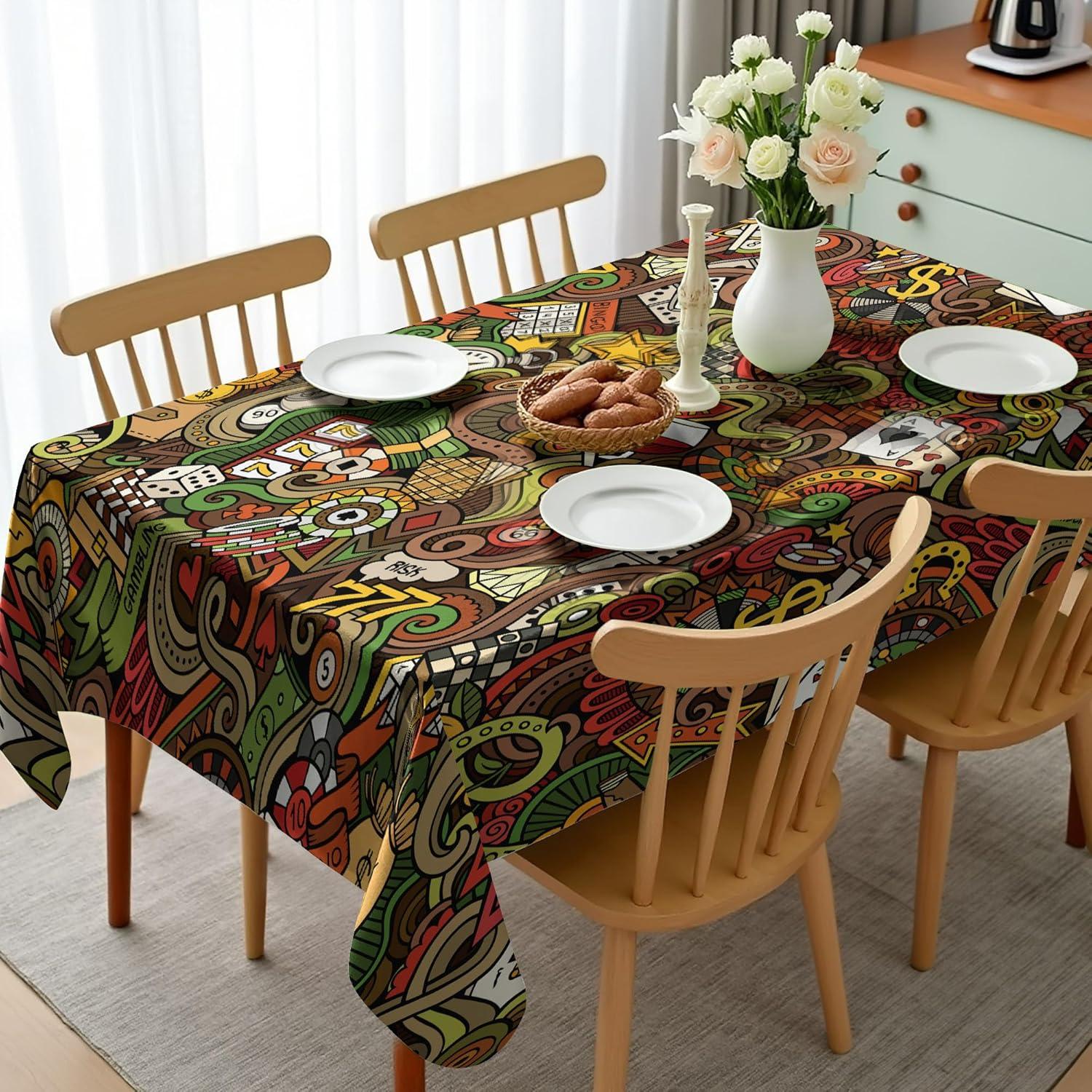 imageAmbesonne Tan and Brown Tablecloth Old Fashioned Check Plaid Pattern Scottish Tartan Inspired Geometric Design Rectangular Table Cover for Dining Room Kitchen Decor 52quot X 70quot Brown TanOrange and Green