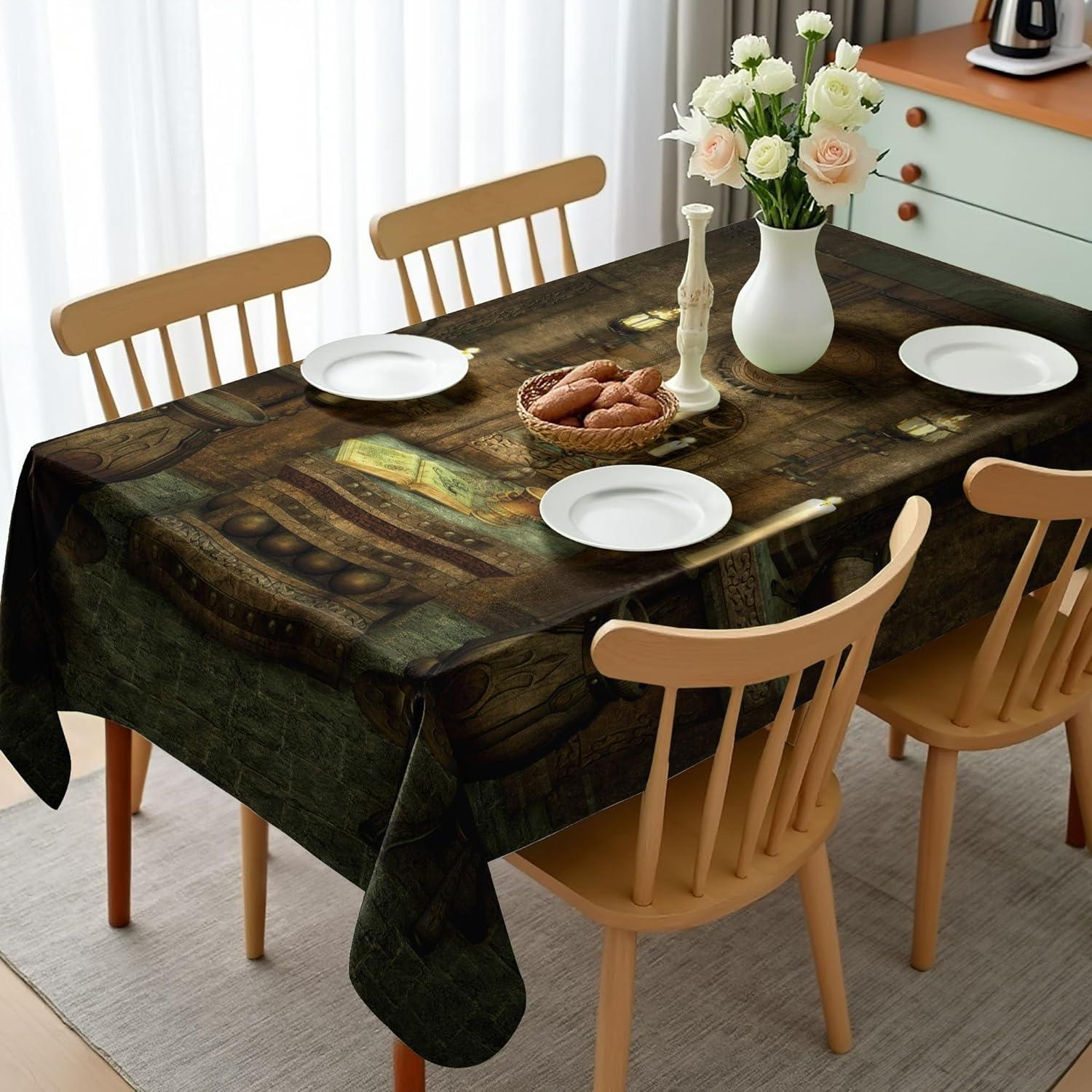 imageAmbesonne Tan and Brown Tablecloth Old Fashioned Check Plaid Pattern Scottish Tartan Inspired Geometric Design Rectangular Table Cover for Dining Room Kitchen Decor 52quot X 70quot Brown TanBrown