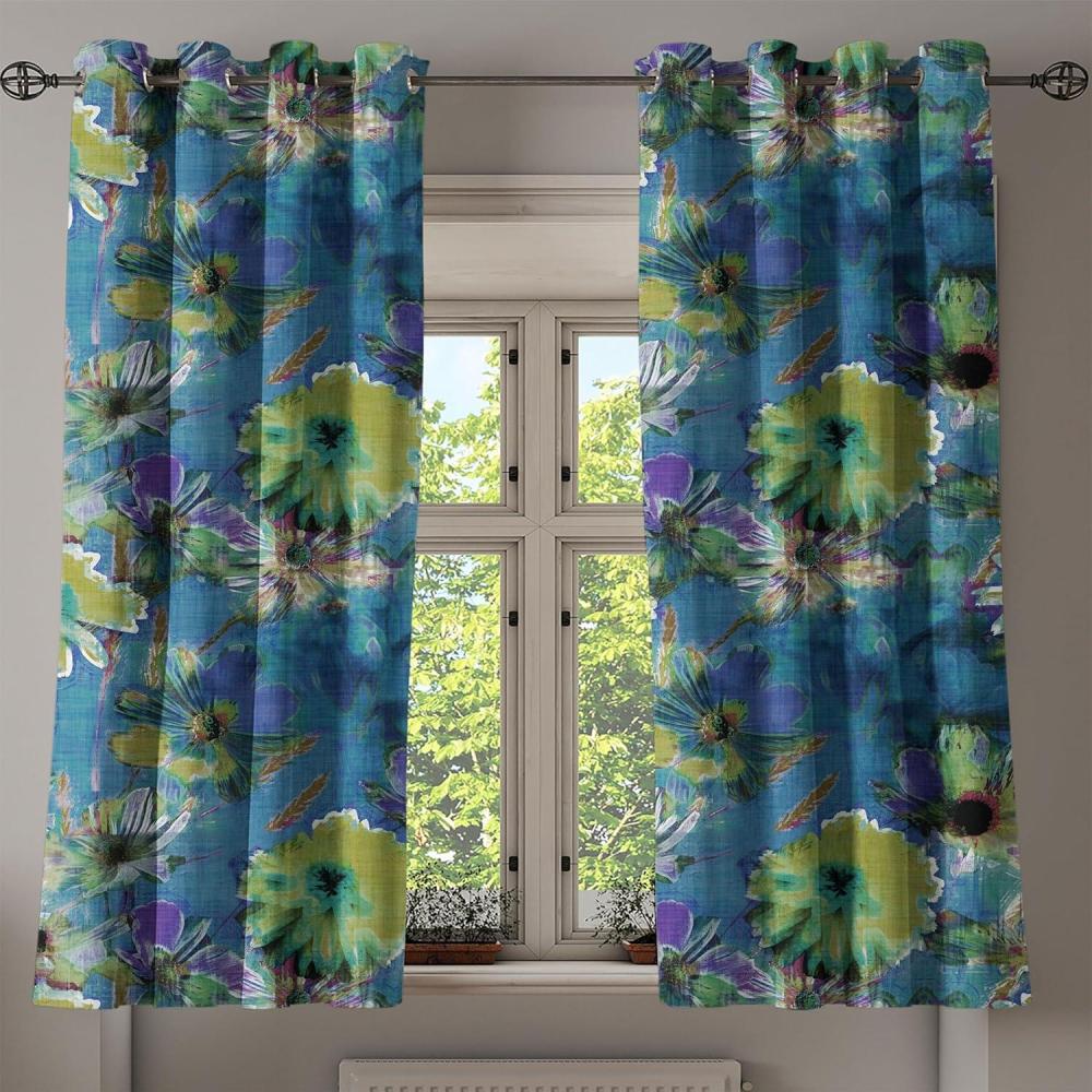 imageAmbesonne Abstract Grommet Curtain Grungy and Quirky Branch Like Jumble Ornaments Modern Neutral Tones Pattern Decorative 2Panel Window Drapes for Bedroom Living Room 50quot x 84quot Ivory and DimgrayDark Sky Blue Apple Green