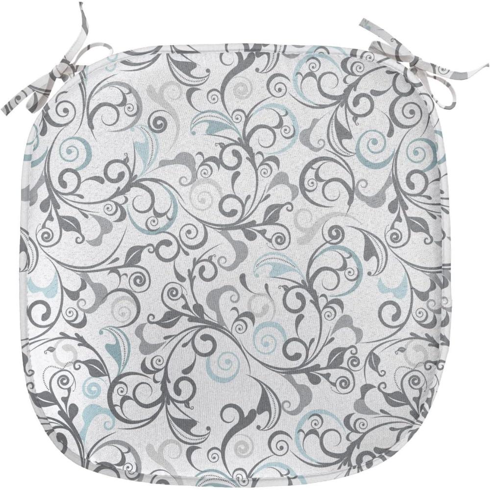 imageAmbesonne Black and White Chair Seating Cushion Set of 4 Vintage Floral Pattern Victorian Classic Royal Inspired New Modern Art AntiSlip Seat Padding for Kitchen ampamp Patio 16quotx16quot White and BlackGrey Pale Blue White