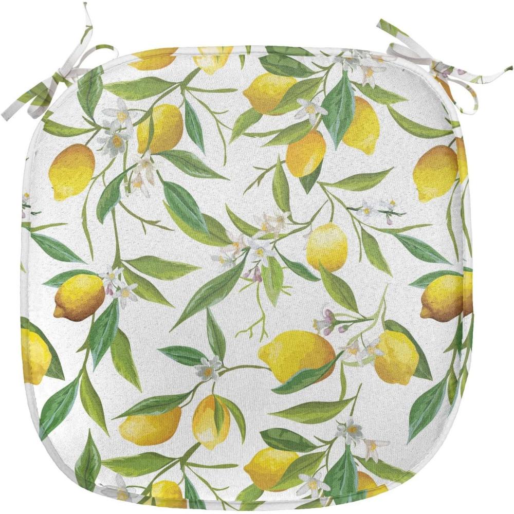 imageAmbesonne Black and White Chair Seating Cushion Set of 4 Vintage Floral Pattern Victorian Classic Royal Inspired New Modern Art AntiSlip Seat Padding for Kitchen ampamp Patio 16quotx16quot White and BlackFern Green Yellow White
