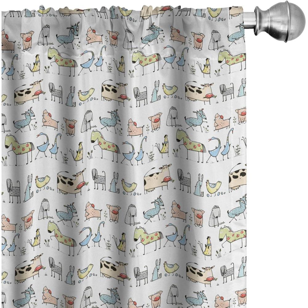 imageAmbesonne Boho Curtains Simplistic Ethnic Look Botanical Ornaments as Stripes Neutral Tones Window Treatments 2 Panel Set for Living Room Bedroom Pair of  28quot x 84quot Pale Khaki and Laurel GreenBlue Multicolor