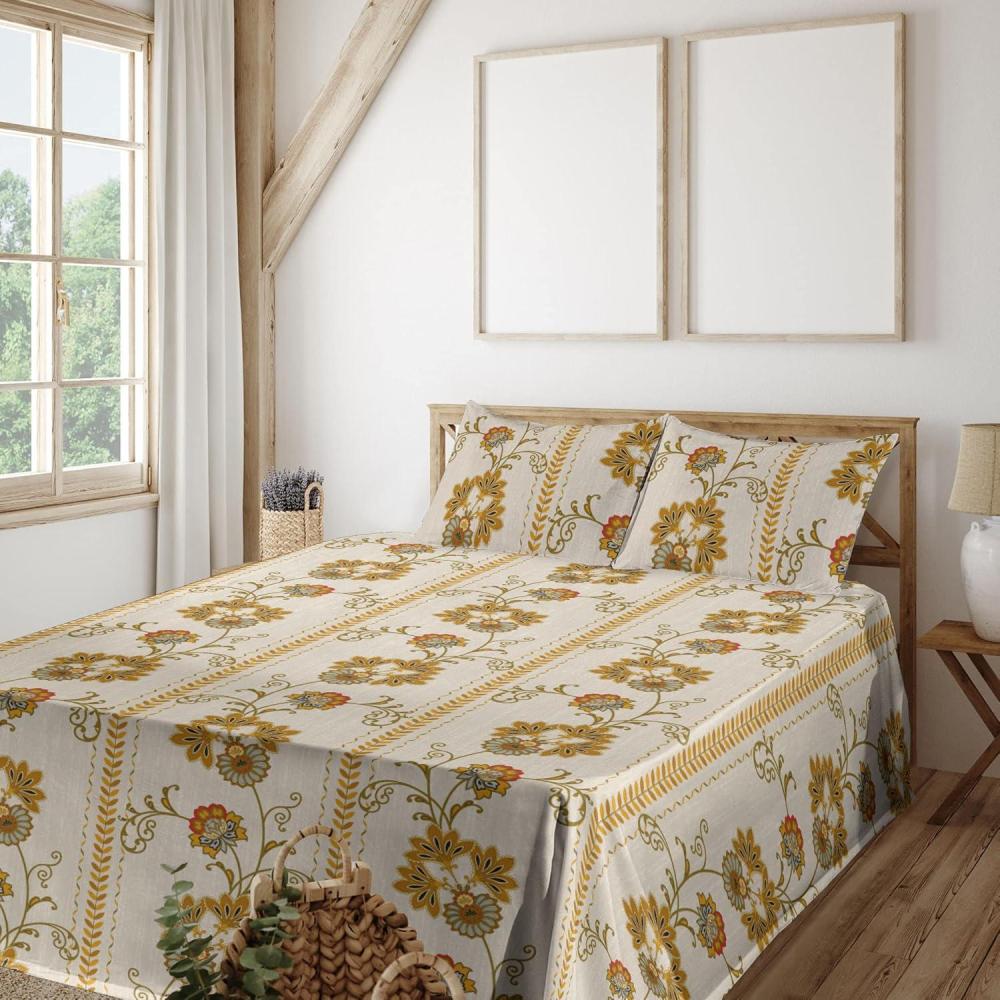 imageAmbesonne Butterflies Sheet Set Watercolor Design Branches Spring Life on Neutral Colored Backdrop Fitted and Flat Sheet with Pillowcases Bedding Accent 4 Piece Set Queen Pale Grey Sepia BlushPale Tan Dark Yellow