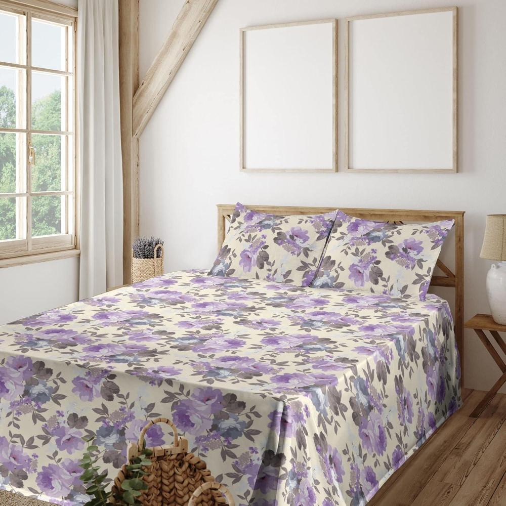 imageAmbesonne Butterflies Sheet Set Watercolor Design Branches Spring Life on Neutral Colored Backdrop Fitted and Flat Sheet with Pillowcases Bedding Accent 4 Piece Set Queen Pale Grey Sepia BlushLavender Champagne