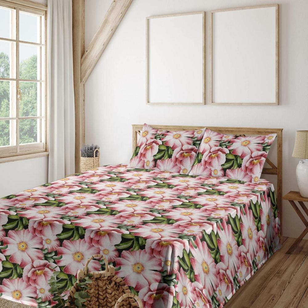 imageAmbesonne Butterflies Sheet Set Watercolor Design Branches Spring Life on Neutral Colored Backdrop Fitted and Flat Sheet with Pillowcases Bedding Accent 4 Piece Set Queen Pale Grey Sepia BlushPistachio Green Blush