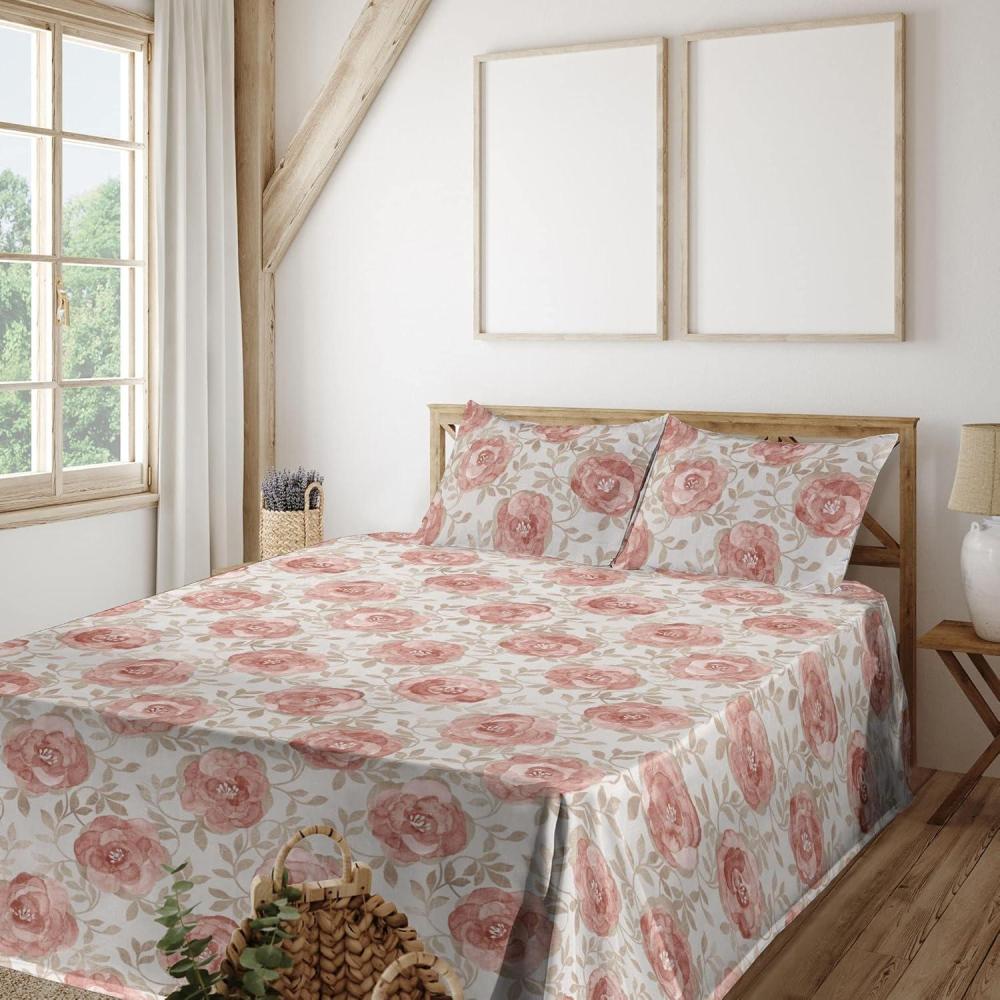 imageAmbesonne Butterflies Sheet Set Watercolor Design Branches Spring Life on Neutral Colored Backdrop Fitted and Flat Sheet with Pillowcases Bedding Accent 4 Piece Set Queen Pale Grey Sepia BlushPale Rose Eggshell