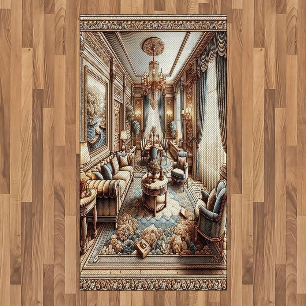 imageAmbesonne Classic Area Rug Hedonistic Pampered Room in Muted Tones Neutral Colors Rich Ornament Flat Woven Accent Rug for Living Room Bedroom Dining Room 4 X 5 7quot Coconut and Off WhiteGinger and Blue
