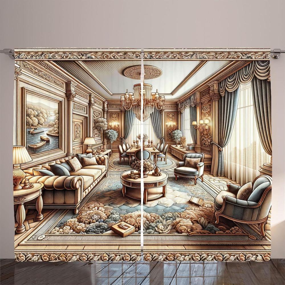 imageAmbesonne Classic Curtains Extravagant Hall with Oceanic and Neutral Color Details Room View Print Living Room Bedroom Window Drapes 2 Panel Set 108quot X 90quot Coconut and Sea BlueGinger and Blue