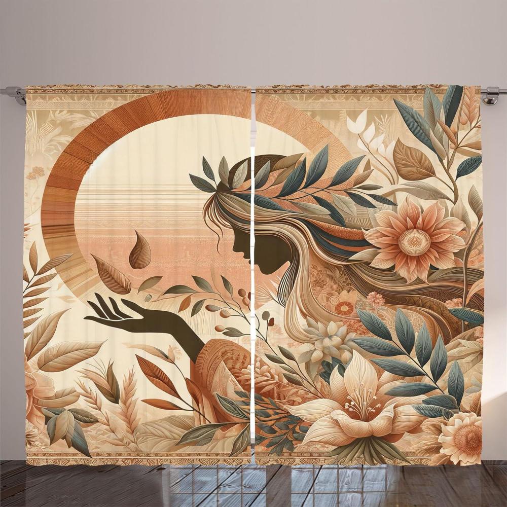 imageAmbesonne Classic Curtains Extravagant Hall with Oceanic and Neutral Color Details Room View Print Living Room Bedroom Window Drapes 2 Panel Set 108quot X 90quot Coconut and Sea BlueSlate Blue and Pale Rust