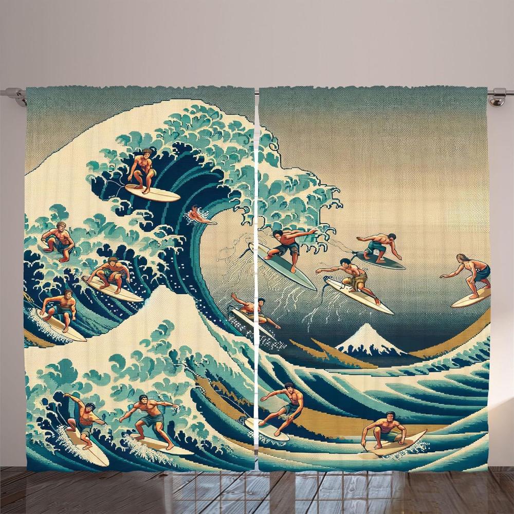 imageAmbesonne Classic Curtains Extravagant Hall with Oceanic and Neutral Color Details Room View Print Living Room Bedroom Window Drapes 2 Panel Set 108quot X 90quot Coconut and Sea BlueSeafoam Blue Eggshell