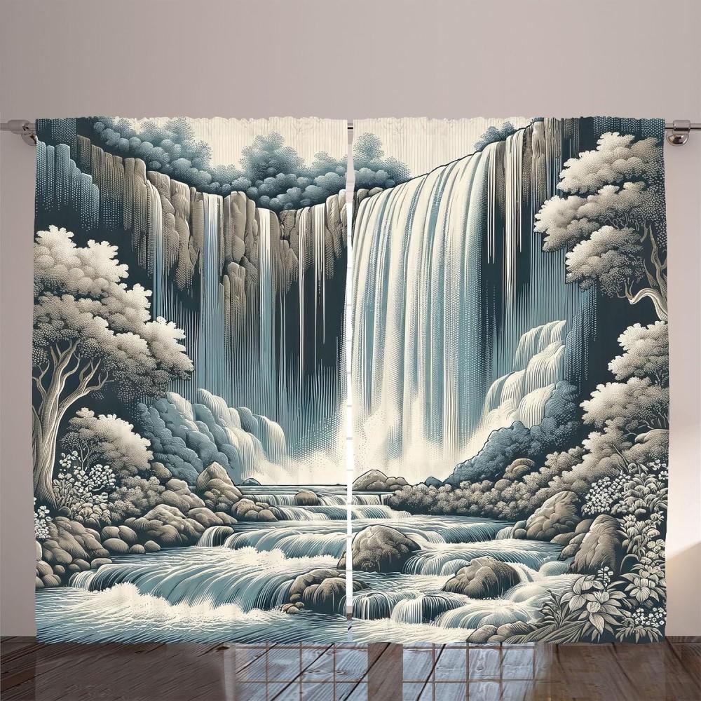 imageAmbesonne Classic Curtains Extravagant Hall with Oceanic and Neutral Color Details Room View Print Living Room Bedroom Window Drapes 2 Panel Set 108quot X 90quot Coconut and Sea BlueBlue Grey Pale Sepia