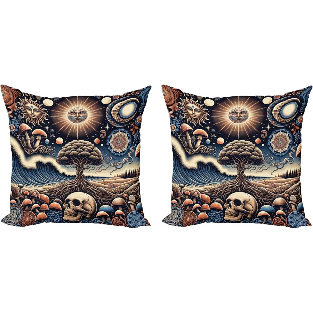 imageAmbesonne Classic Decorative Throw Pillow Case Pack of 2 Extravagant Hall with Oceanic and Neutral Color Details Room View Print Couch Bedroom Living Room Cushion Cover 18quot Coconut and Sea BlueBlue Eggshell and Dark Salmon