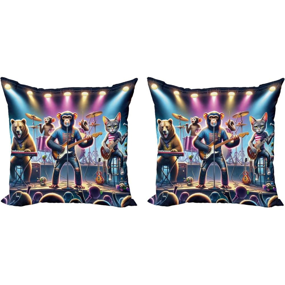 imageAmbesonne Classic Decorative Throw Pillow Case Pack of 2 Extravagant Hall with Oceanic and Neutral Color Details Room View Print Couch Bedroom Living Room Cushion Cover 18quot Coconut and Sea BlueBlue Purple and Pale Mustard