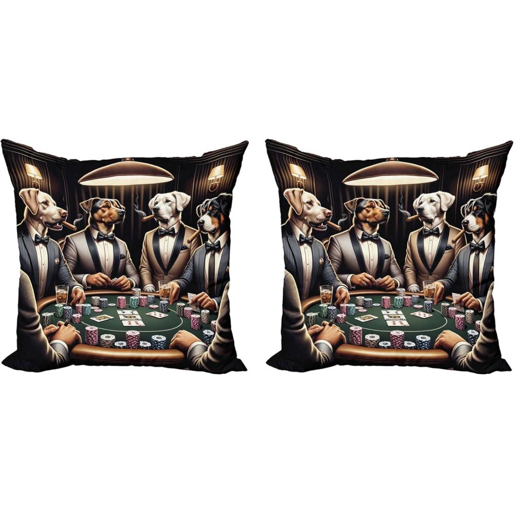 imageAmbesonne Classic Decorative Throw Pillow Case Pack of 2 Extravagant Hall with Oceanic and Neutral Color Details Room View Print Couch Bedroom Living Room Cushion Cover 18quot Coconut and Sea BlueBrown Dark Green Grey