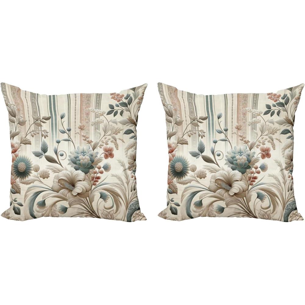 imageAmbesonne Classic Decorative Throw Pillow Case Pack of 2 Extravagant Hall with Oceanic and Neutral Color Details Room View Print Couch Bedroom Living Room Cushion Cover 18quot Coconut and Sea BlueEggshell Pale Slate Blue