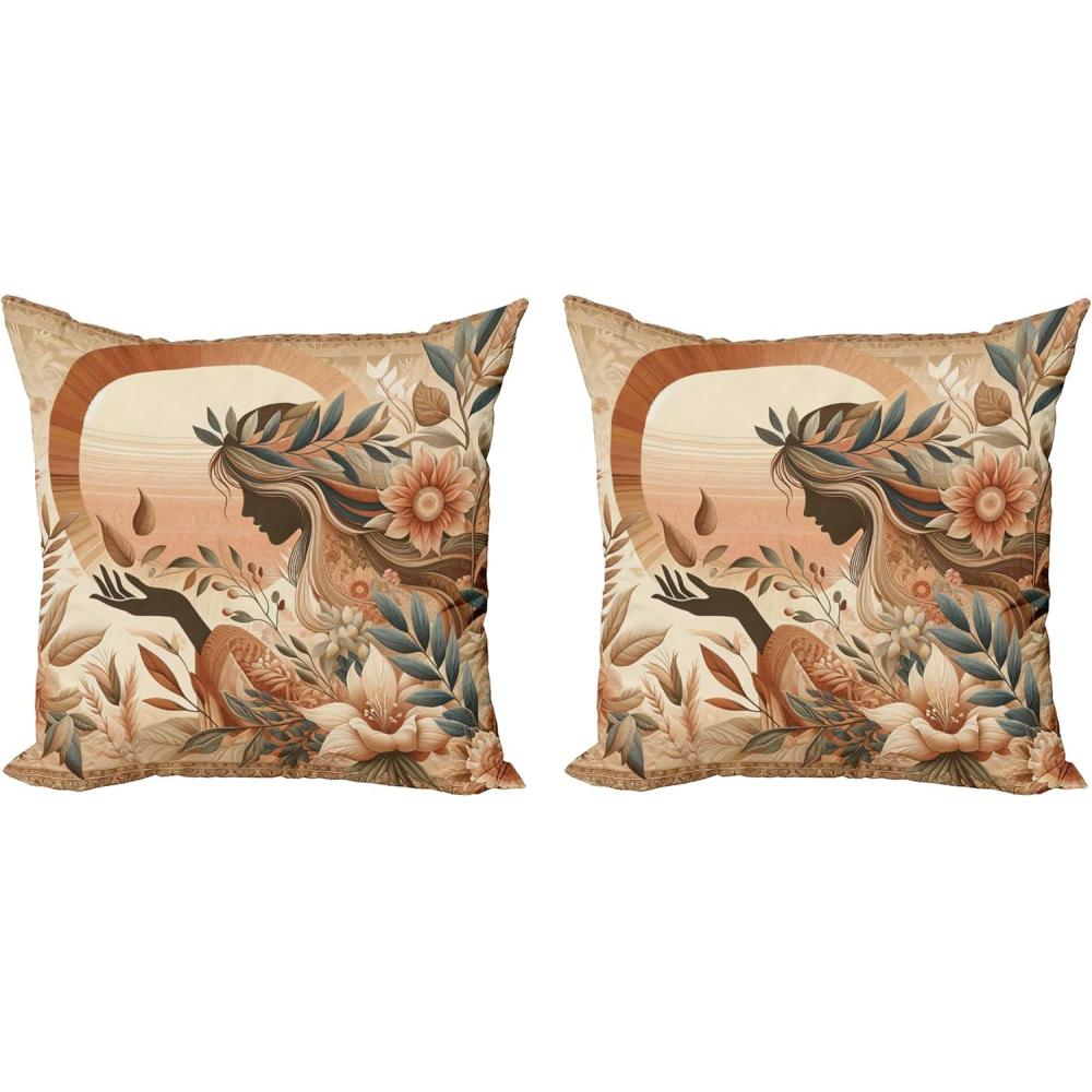 imageAmbesonne Classic Decorative Throw Pillow Case Pack of 2 Extravagant Hall with Oceanic and Neutral Color Details Room View Print Couch Bedroom Living Room Cushion Cover 18quot Coconut and Sea BlueSlate Blue and Pale Rust
