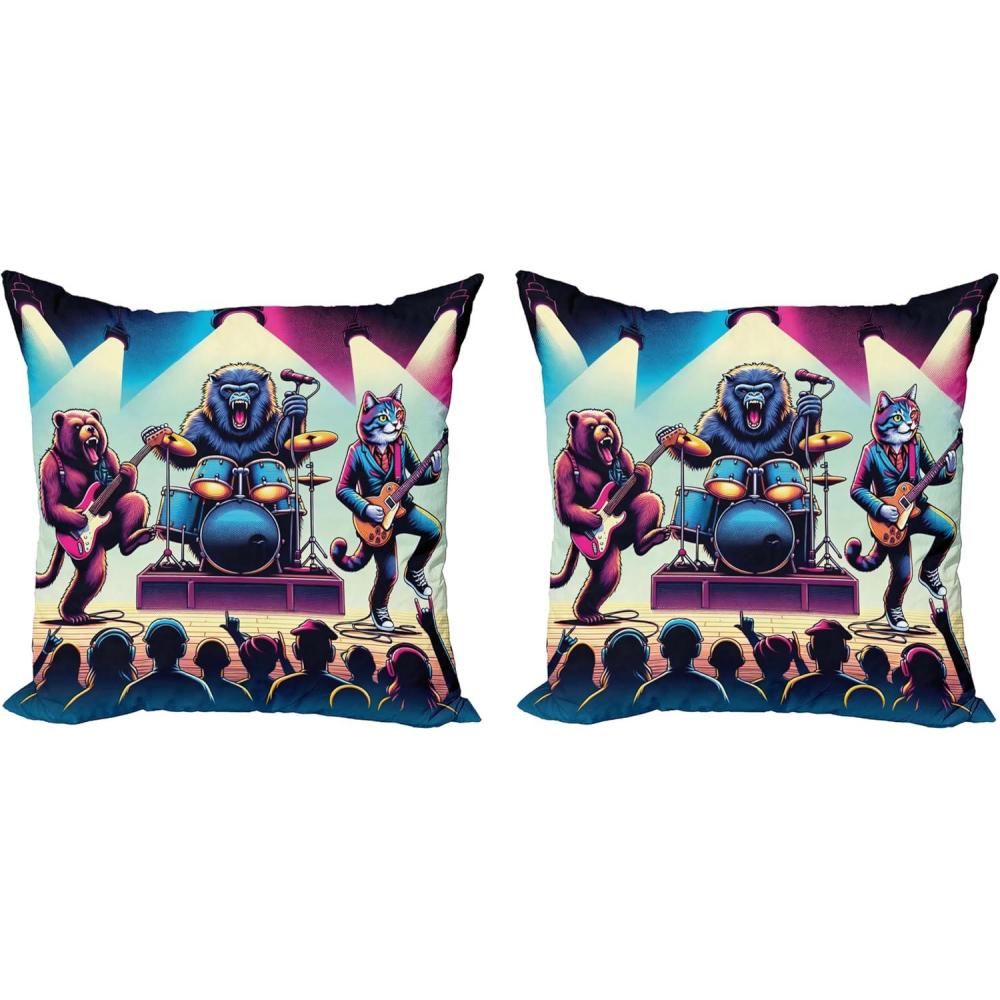 imageAmbesonne Classic Decorative Throw Pillow Case Pack of 2 Extravagant Hall with Oceanic and Neutral Color Details Room View Print Couch Bedroom Living Room Cushion Cover 18quot Coconut and Sea BlueFuchsia Blue Peach