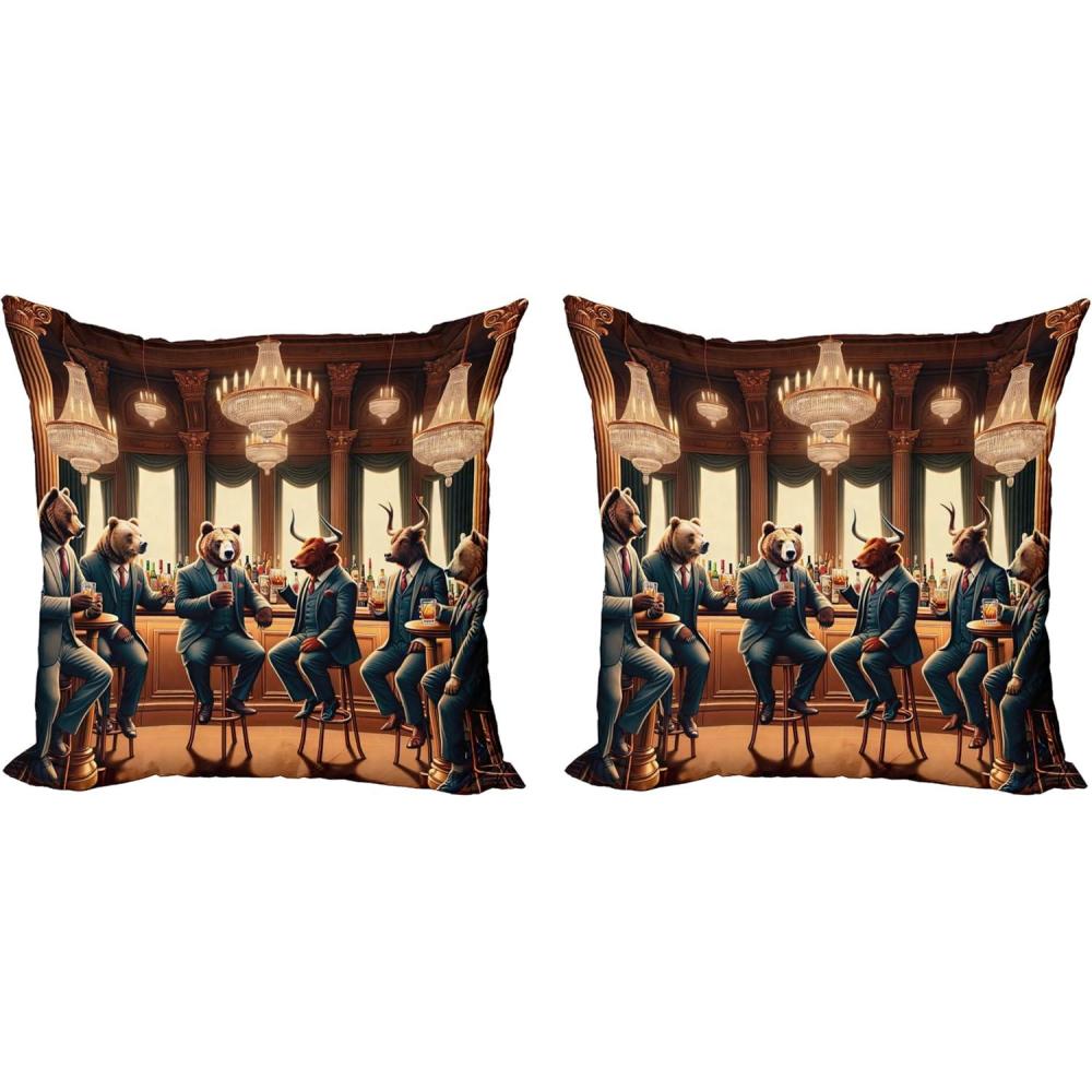 imageAmbesonne Classic Decorative Throw Pillow Case Pack of 2 Extravagant Hall with Oceanic and Neutral Color Details Room View Print Couch Bedroom Living Room Cushion Cover 18quot Coconut and Sea BlueRedwood Petrol Blue