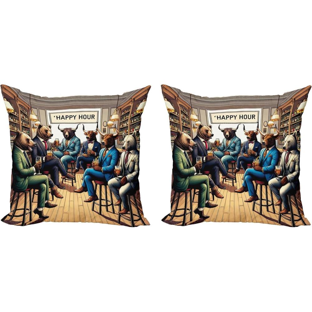 imageAmbesonne Classic Decorative Throw Pillow Case Pack of 2 Extravagant Hall with Oceanic and Neutral Color Details Room View Print Couch Bedroom Living Room Cushion Cover 18quot Coconut and Sea BlueSand Brown Multicolor