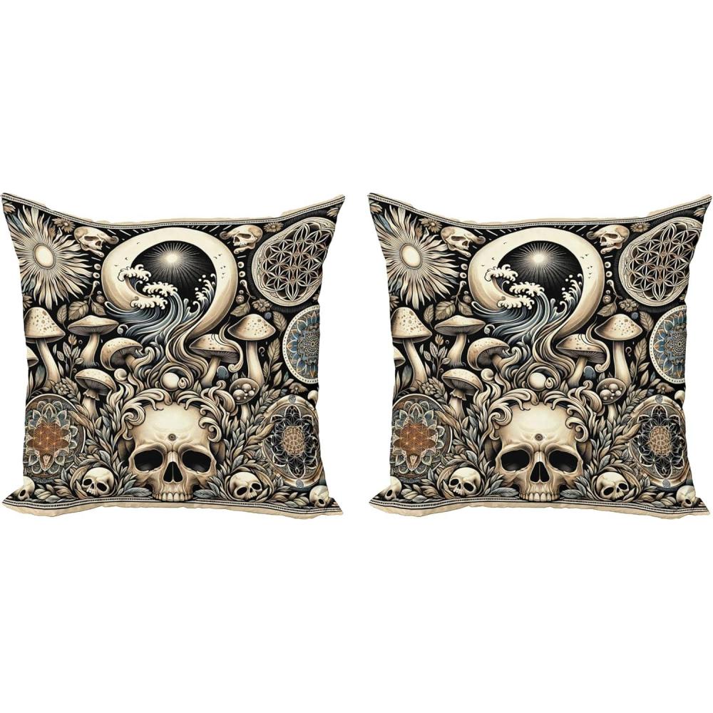 imageAmbesonne Classic Decorative Throw Pillow Case Pack of 2 Extravagant Hall with Oceanic and Neutral Color Details Room View Print Couch Bedroom Living Room Cushion Cover 18quot Coconut and Sea BlueEggshell and Charcoal Grey