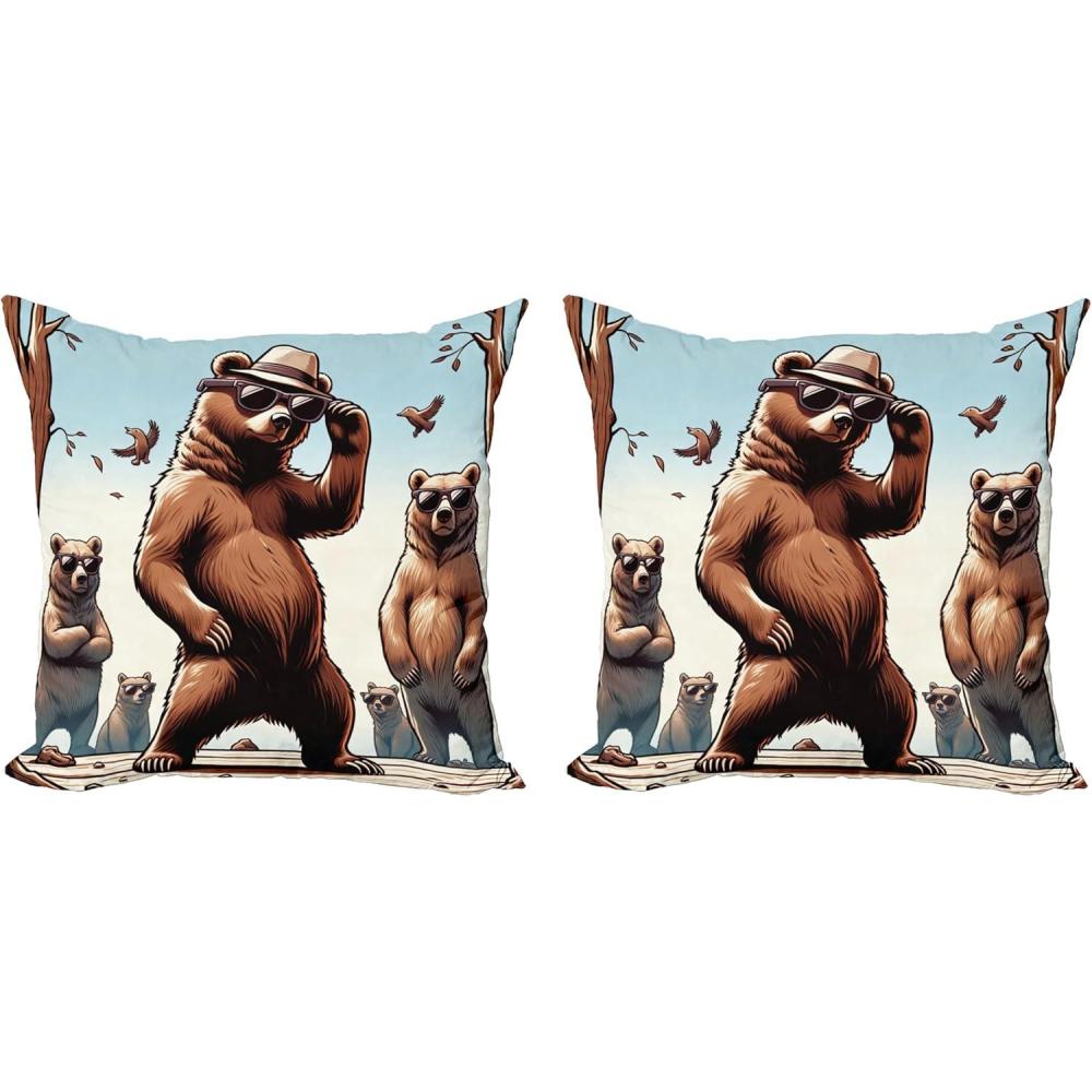 imageAmbesonne Classic Decorative Throw Pillow Case Pack of 2 Extravagant Hall with Oceanic and Neutral Color Details Room View Print Couch Bedroom Living Room Cushion Cover 18quot Coconut and Sea BluePale Blue Umber and Chocolate
