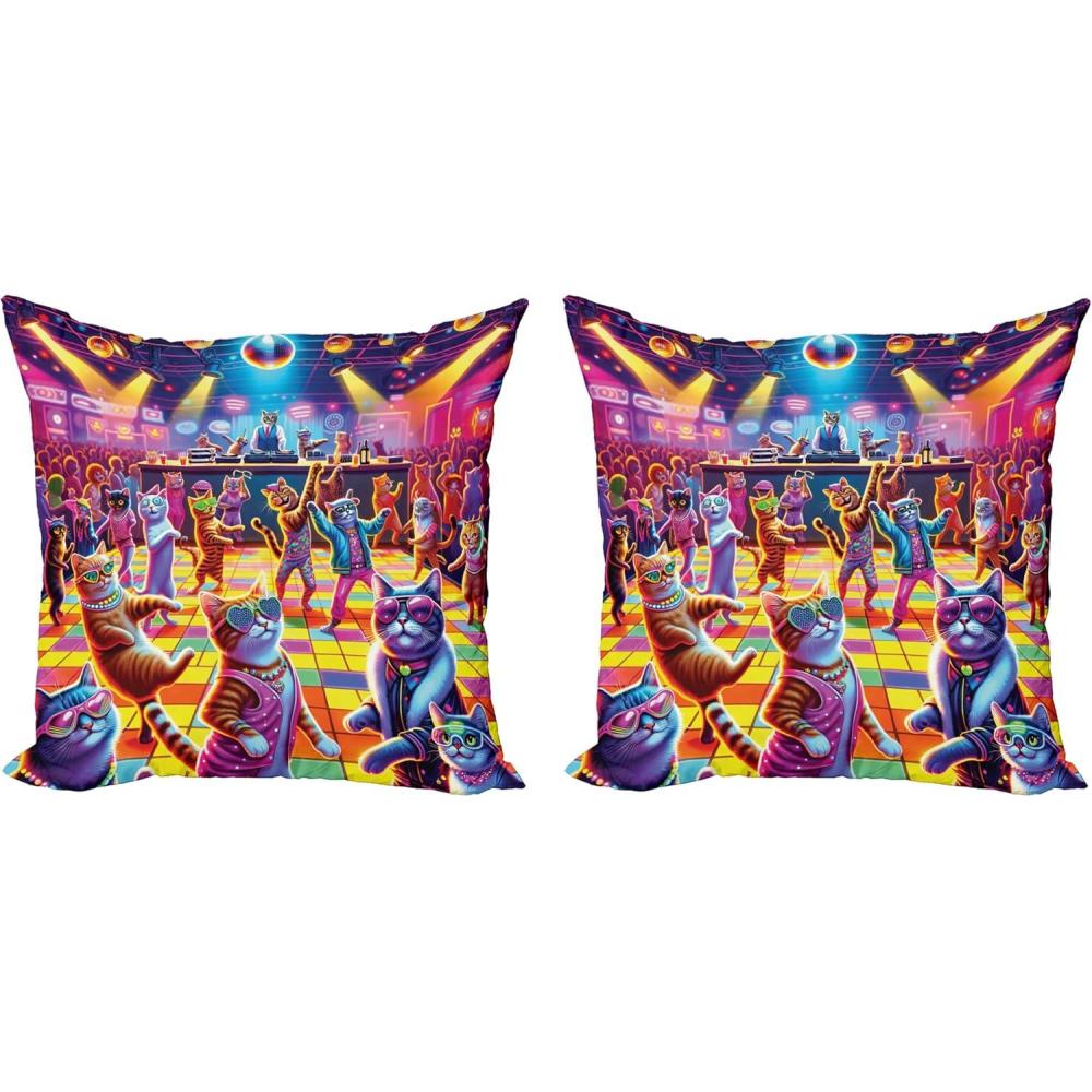 imageAmbesonne Classic Decorative Throw Pillow Case Pack of 2 Extravagant Hall with Oceanic and Neutral Color Details Room View Print Couch Bedroom Living Room Cushion Cover 18quot Coconut and Sea BlueFuchsia Multicolor