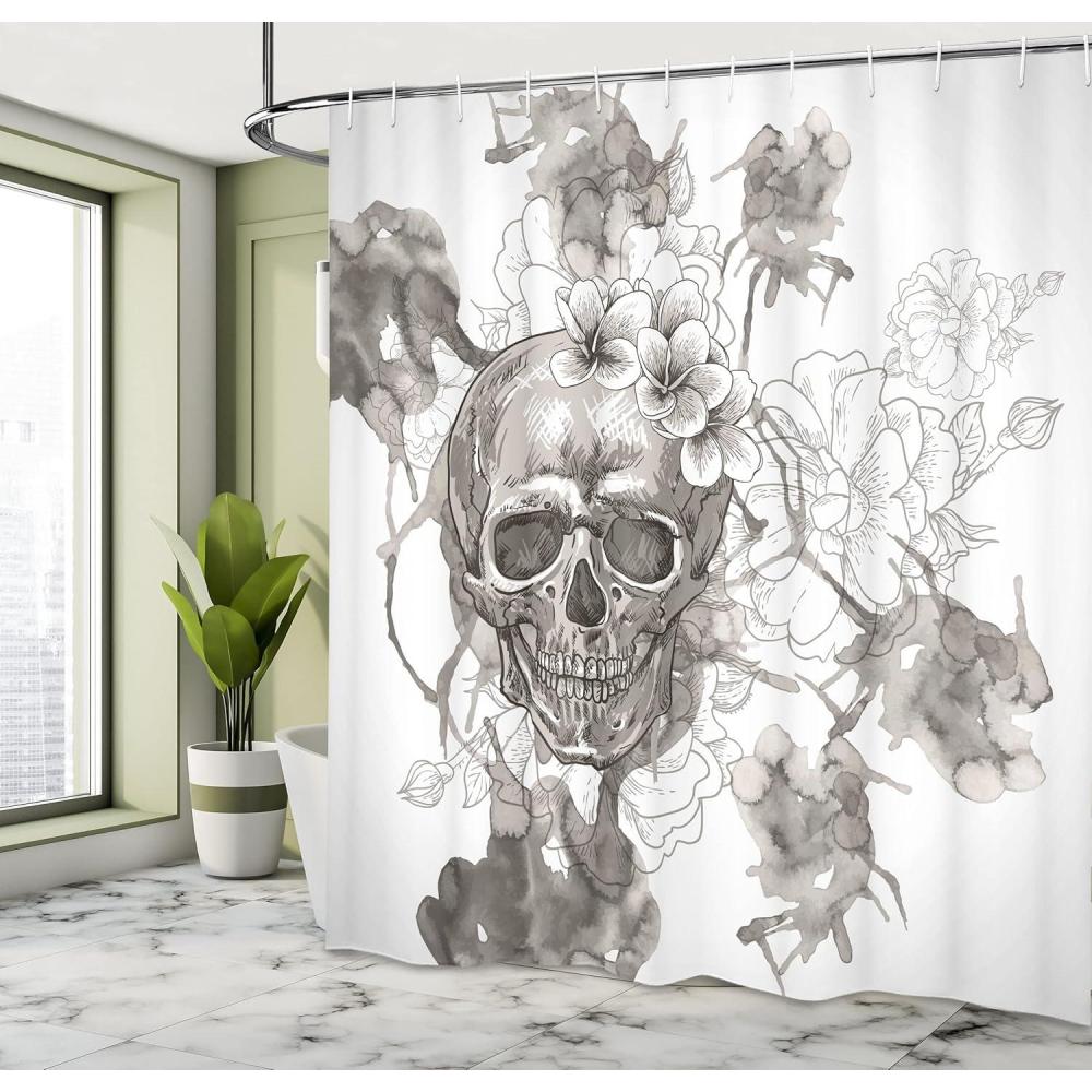 imageAmbesonne Classic Shower Curtain Hedonistic Pampered Room in Muted Tones Neutral Colors Rich Ornament Cloth Fabric Bathroom Decor Set with Hooks 69quot W x 84quot L Coconut and Off WhiteDimgrey and White