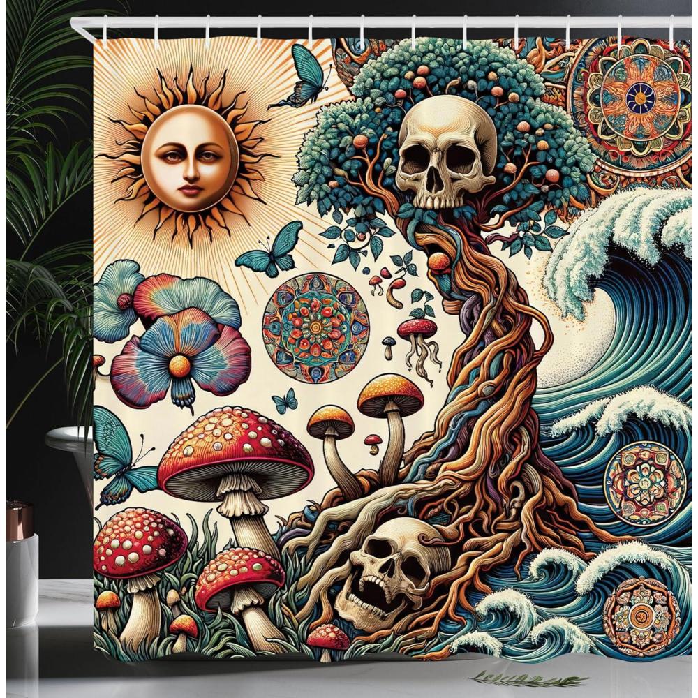 imageAmbesonne Classic Shower Curtain Hedonistic Pampered Room in Muted Tones Neutral Colors Rich Ornament Cloth Fabric Bathroom Decor Set with Hooks 69quot W x 84quot L Coconut and Off WhiteOrange and Dark Teal