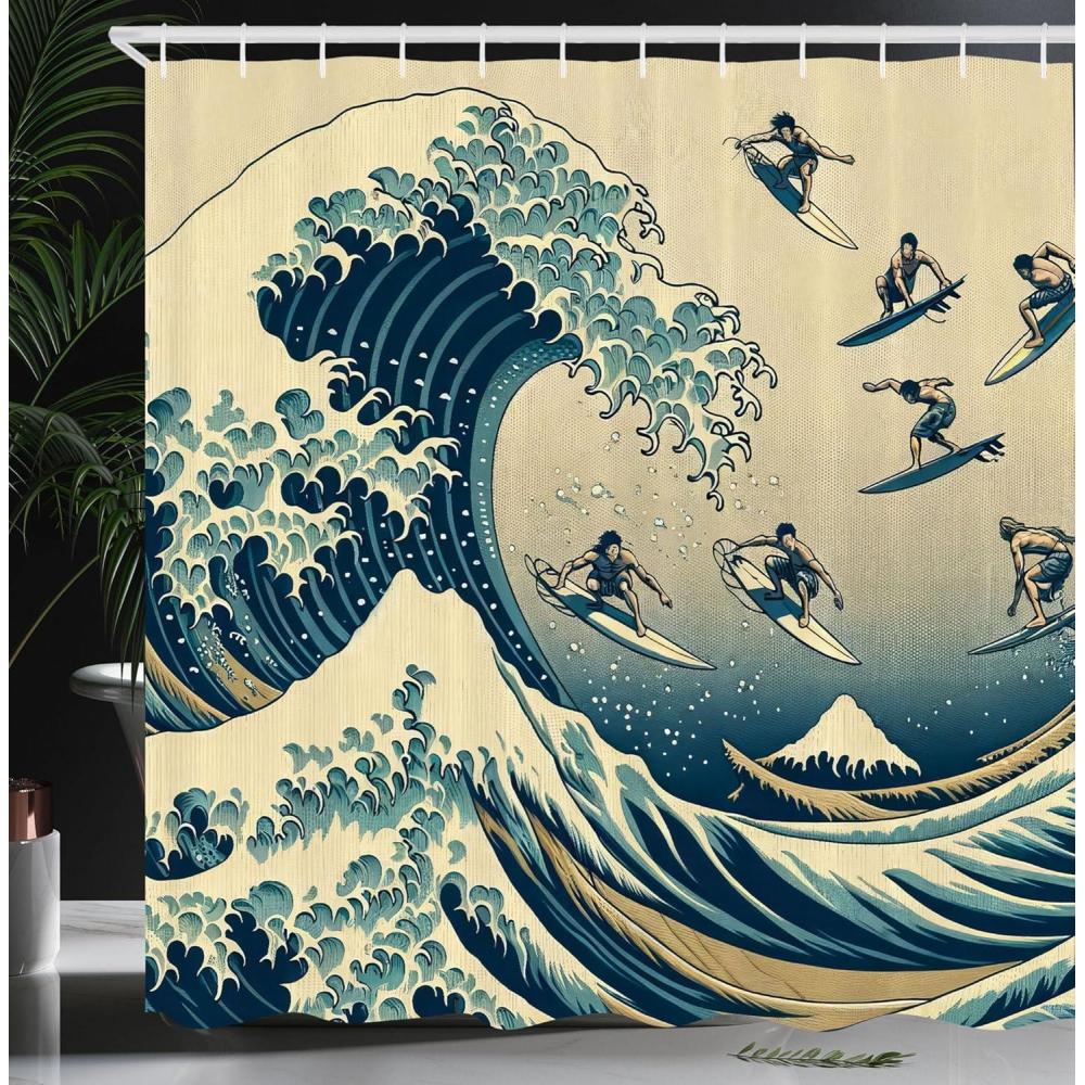 imageAmbesonne Classic Shower Curtain Hedonistic Pampered Room in Muted Tones Neutral Colors Rich Ornament Cloth Fabric Bathroom Decor Set with Hooks 69quot W x 84quot L Coconut and Off WhiteNavy Blue Ivory Seafoam
