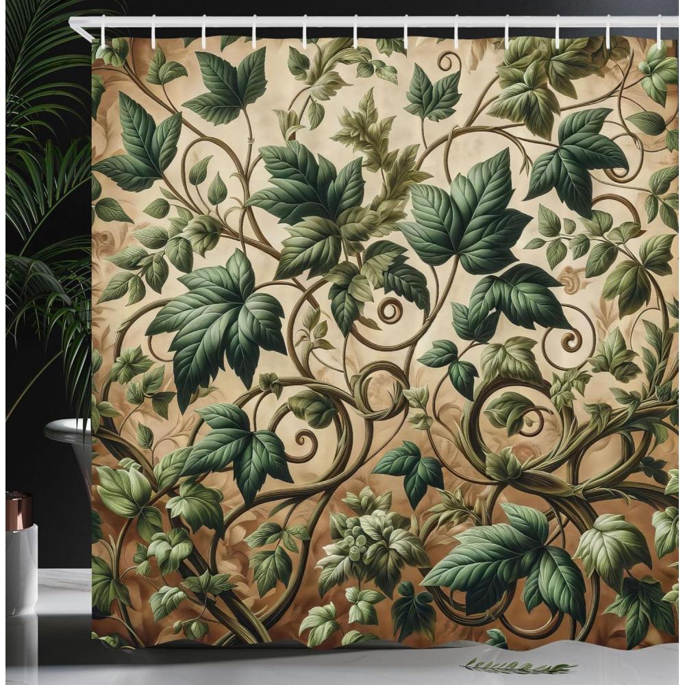 imageAmbesonne Classic Shower Curtain Hedonistic Pampered Room in Muted Tones Neutral Colors Rich Ornament Cloth Fabric Bathroom Decor Set with Hooks 69quot W x 84quot L Coconut and Off WhitePale Brown Hunter Green