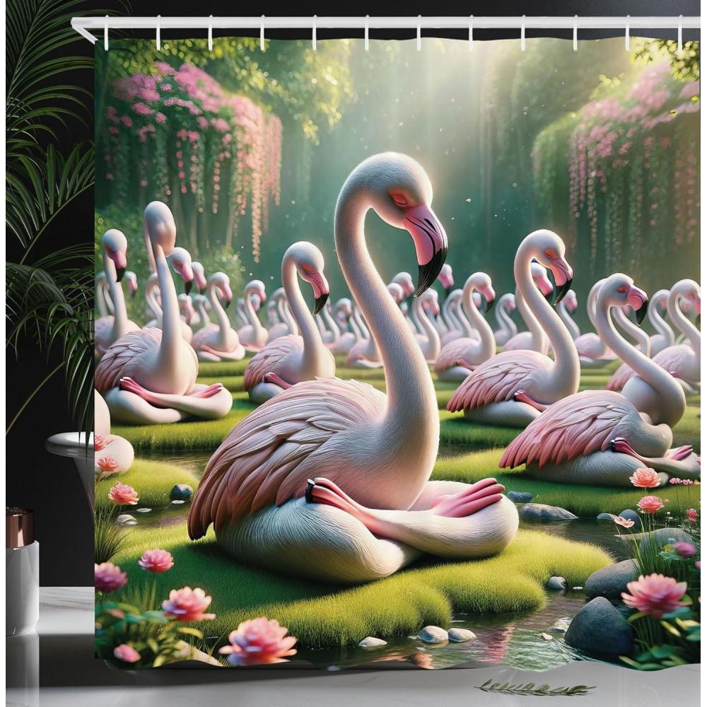 imageAmbesonne Classic Shower Curtain Hedonistic Pampered Room in Muted Tones Neutral Colors Rich Ornament Cloth Fabric Bathroom Decor Set with Hooks 69quot W x 84quot L Coconut and Off WhiteSoft Pink and Lime Green