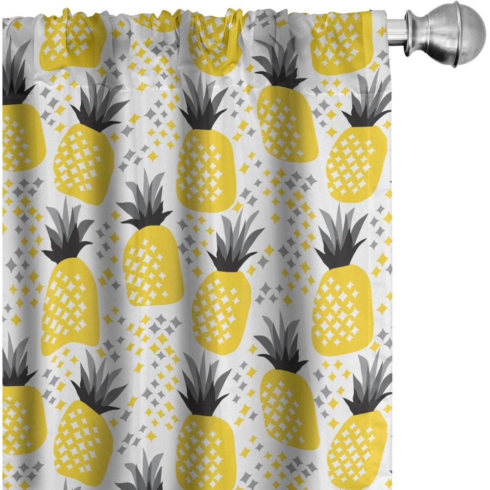 imageAmbesonne Eucalyptus Curtains Modern Themed Branches on Marble Print Abstarct and Neutral Swirls Window Treatments 2 Panel Set for Living Room Bedroom Pair of 28quot x 63quot Grey Teal and Sage GreenYellow Black
