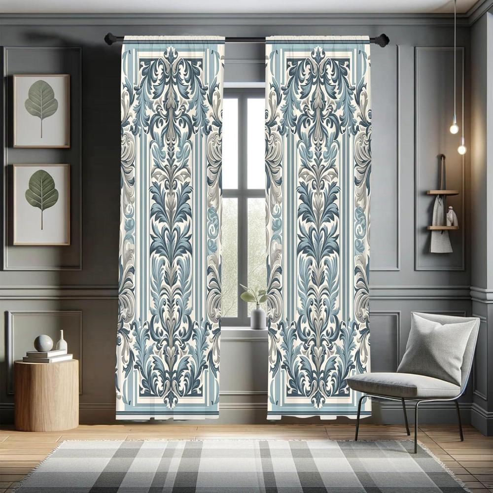 imageAmbesonne Eucalyptus Curtains Modern Themed Branches on Marble Print Abstarct and Neutral Swirls Window Treatments 2 Panel Set for Living Room Bedroom Pair of  28quot x 63quot Grey Teal and Sage GreenBlue Grey Ivory Dimgray