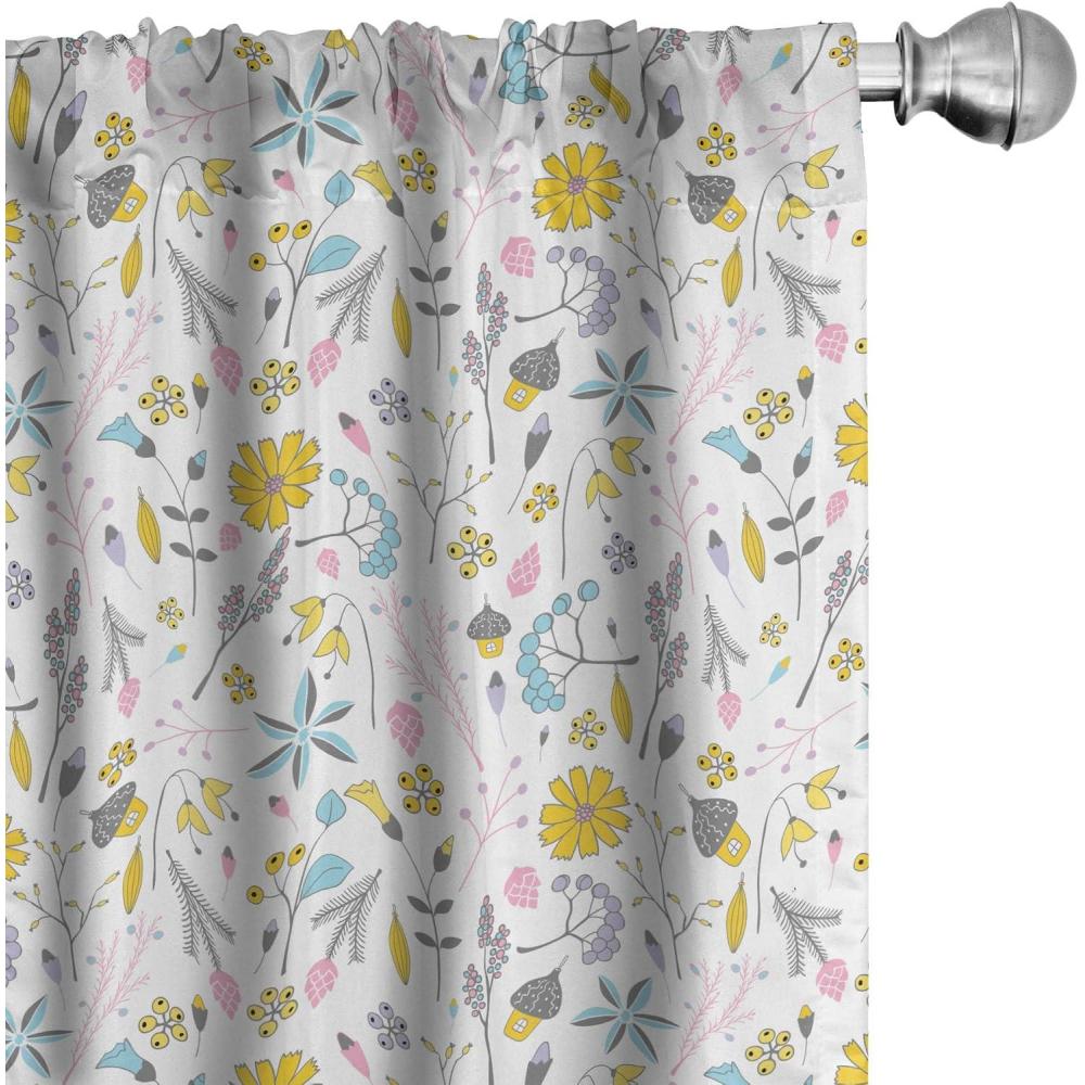 imageAmbesonne Eucalyptus Curtains Modern Themed Branches on Marble Print Abstarct and Neutral Swirls Window Treatments 2 Panel Set for Living Room Bedroom Pair of  28quot x 63quot Grey Teal and Sage GreenMustard Pink Blue