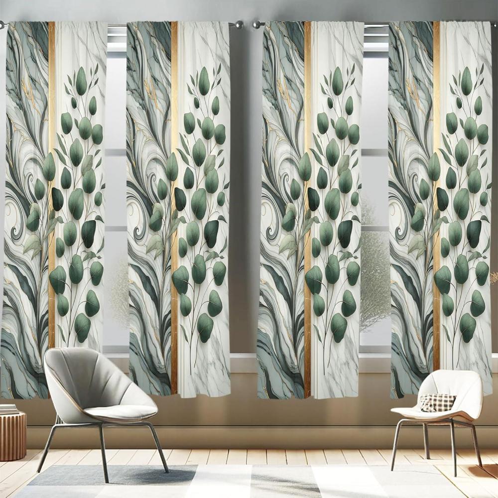 imageAmbesonne Eucalyptus Curtains Modern Themed Branches on Marble Print Abstarct and Neutral Swirls Window Treatments 2 Panel Set for Living Room Bedroom Pair of  28quot x 63quot Grey Teal and Sage GreenGrey Teal and Sage Green
