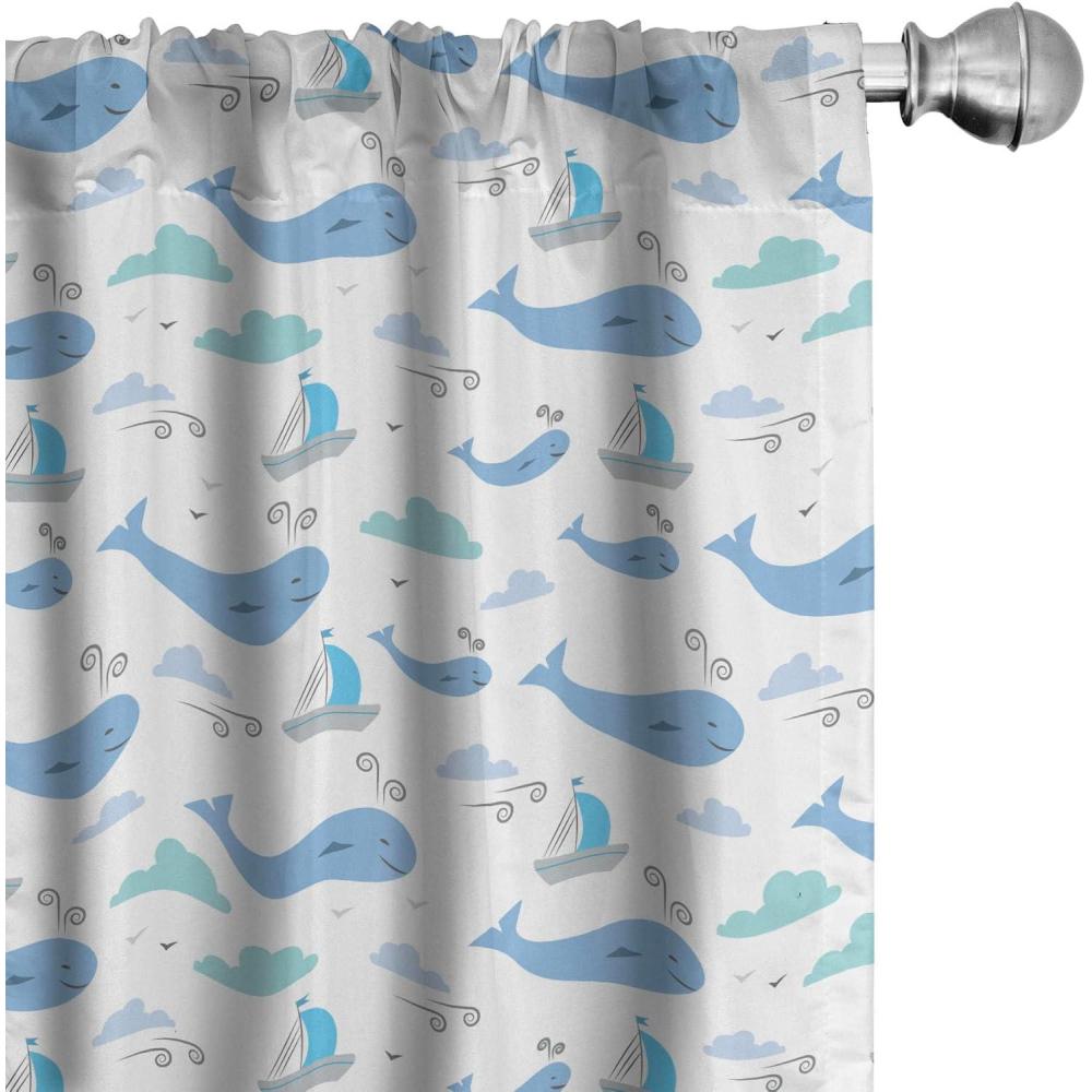 imageAmbesonne Eucalyptus Curtains Modern Themed Branches on Marble Print Abstarct and Neutral Swirls Window Treatments 2 Panel Set for Living Room Bedroom Pair of  28quot x 63quot Grey Teal and Sage GreenPale Grey White and Blue
